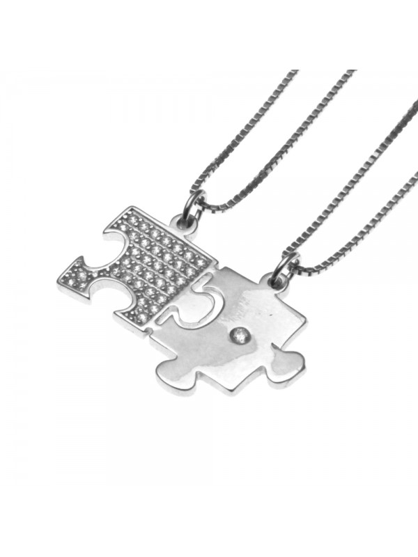 collana puzzle per coppie e fidanzati in argento 925 cll1035