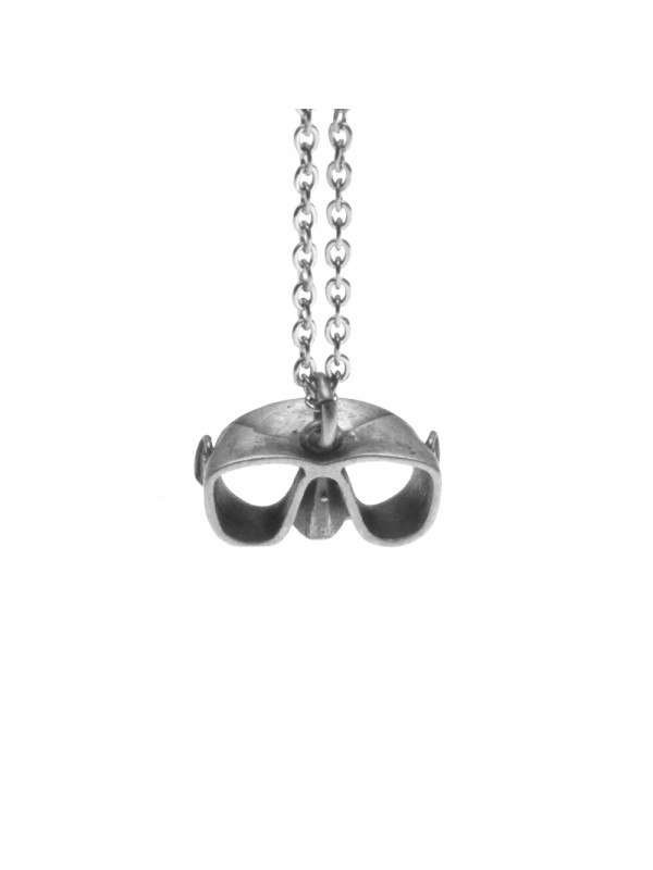 Collana con maschera da sub ciondolo in argento invecchiato cln0046