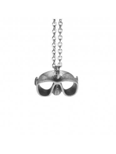 Collana con maschera da sub ciondolo in argento invecchiato cln0046