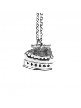 Collana con vecchio ferro da stiro a carbone ciondolo in argento 925 cln0064