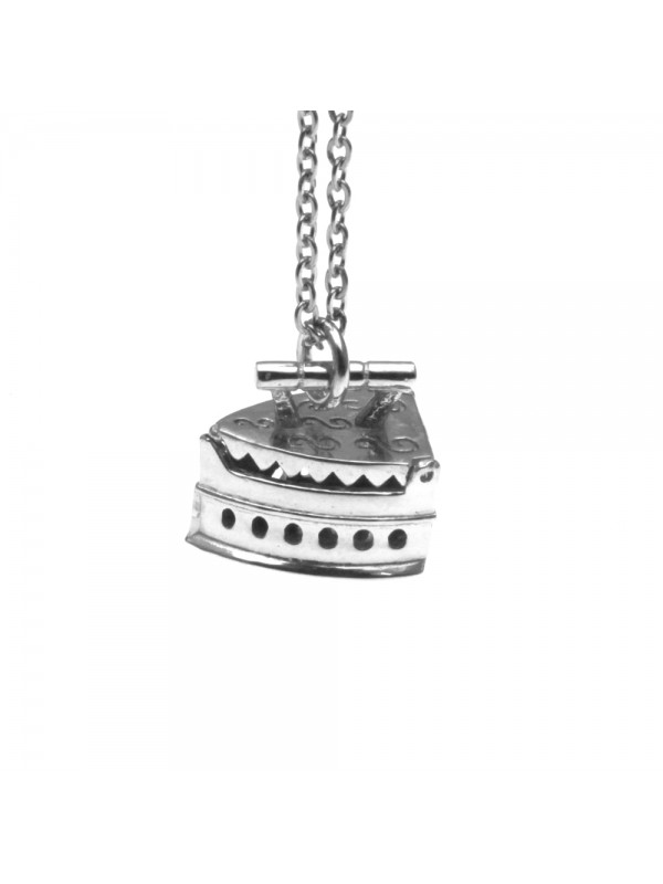 Collana con vecchio ferro da stiro a carbone ciondolo in argento 925 cln0064