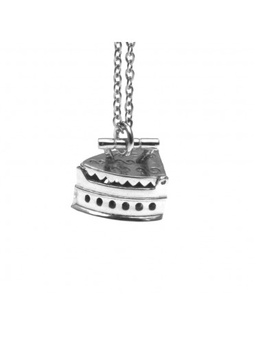 Collana con vecchio ferro da stiro a carbone ciondolo in argento 925 cln0064