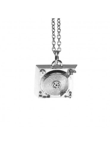 Collana con vecchio giradischi ciondolo in argento 925 cln0189