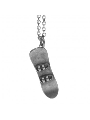 Collana con snowboard ciondolo in argento invecchiato cln0193