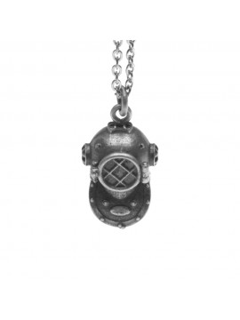 Collana con scafandro casco palombaro ciondolo in argento invecchiato cln0195