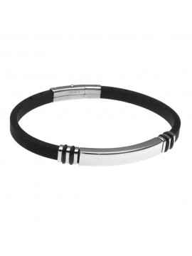 Bracciale uomo con piastra in acciaio per incisioni e caucciù - bcc0510