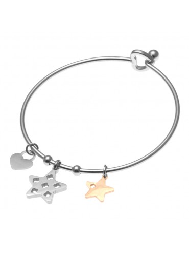 Bracciale donna rigido con stelline in acciaio - bcc0600