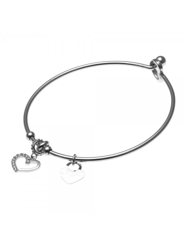 Bracciale donna rigido con cuori in acciaio - bcc0603