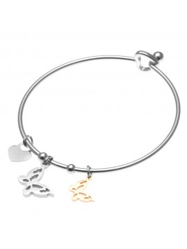Bracciale donna rigido con farfalle in acciaio - bcc0607
