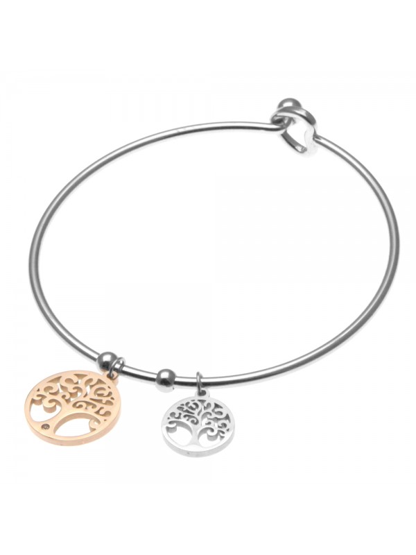 Bracciale donna rigido albero della vita in acciaio - bcc0609