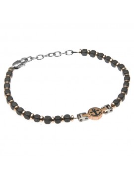 Bracciale uomo con ancora in acciaio e pietre - bcc0691