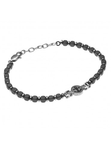 Bracciale uomo con ancora in acciaio e pietre - bcc0694
