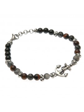 bracciale uomo donna con pietre dure ed ancora in acciaio - bcc1691