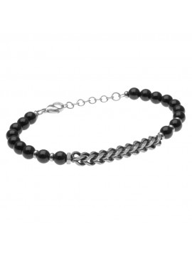 bracciale con pietre dure ed elementi in acciaio uomo - bcc1780