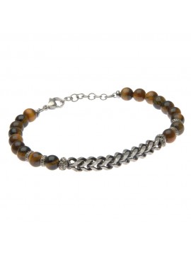 bracciale con pietre dure ed elementi in acciaio uomo donna