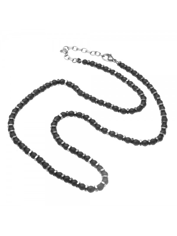 Collana uomo girocollo in acciaio e pietre - cll0888