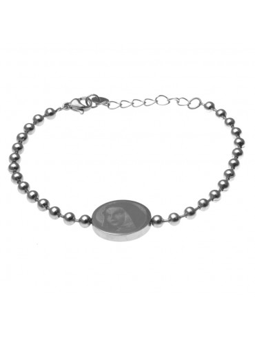 Bracciale con santa rita in acciaio con preghiera sul retro bcc2467