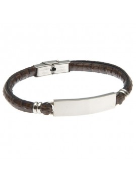 bracciale uomo pelle piastra in acciaio per incisione bcc2626