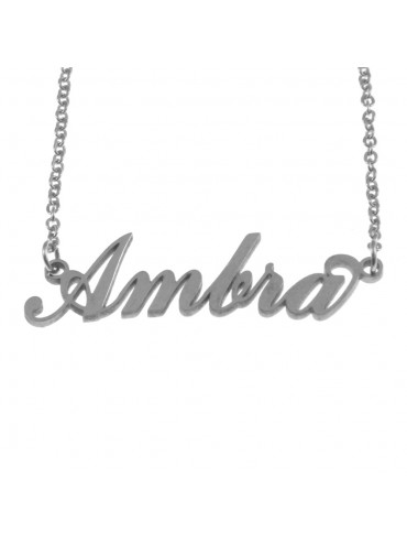 Collana con nome ambra in acciaio cll0547