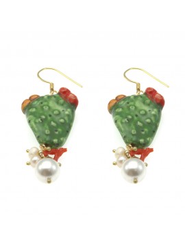Orecchini siciliani fichi d india donna ceramica occ0020