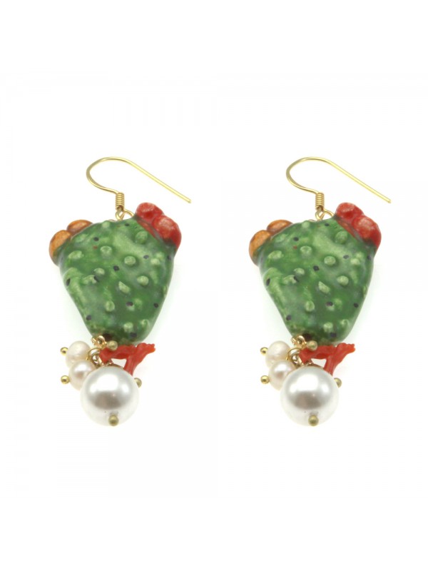 Orecchini siciliani fichi d india donna ceramica occ0020