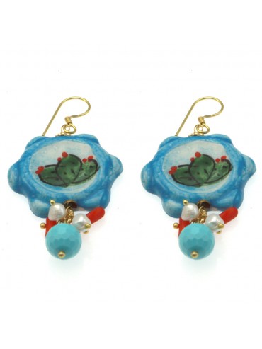 Orecchini siciliani tamburello in ceramica occ0035
