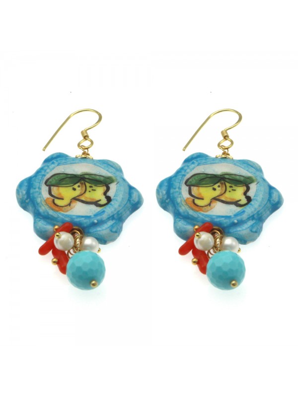 Orecchini siciliani tamburello in ceramica occ0036