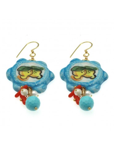 Orecchini siciliani tamburello in ceramica occ0036