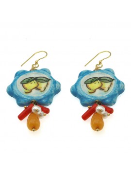 Orecchini siciliani tamburello in ceramica occ0037