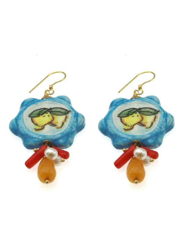 Orecchini siciliani tamburello in ceramica occ0037
