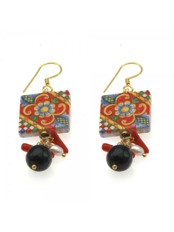 Orecchini siciliani maioliche donna occ0038