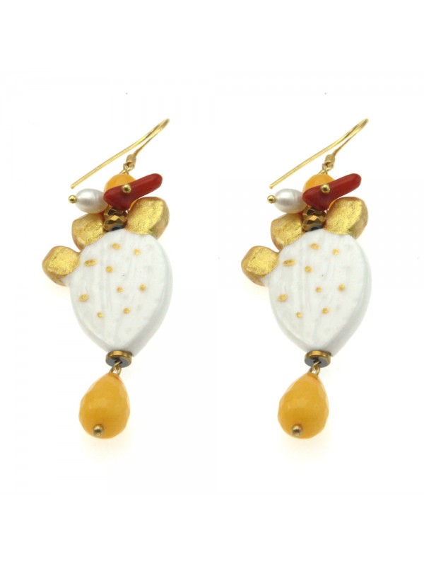 Orecchini siciliani fichi d india donna ceramica occ0039