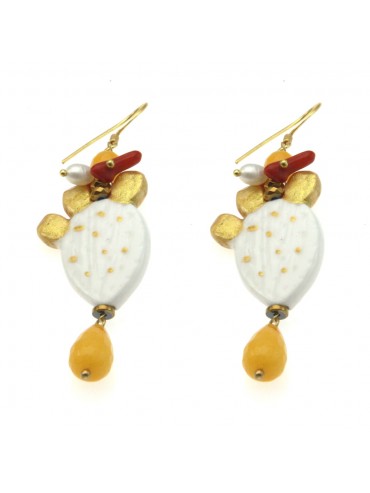 Orecchini siciliani fichi d india donna ceramica occ0039