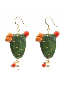 Orecchini siciliani fichi d india donna ceramica occ0047