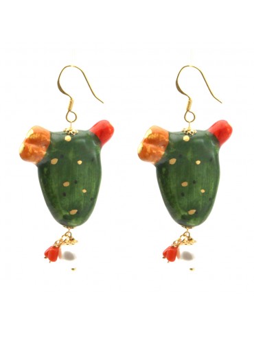 Orecchini siciliani fichi d india donna ceramica occ0047