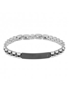Bracciale uomo con piastra in acciaio per incisione - bcc0205