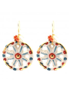 Orecchini siciliani ruota carretto in ceramica occ0060