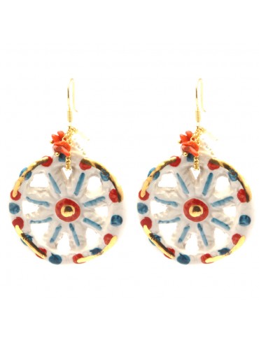 Orecchini siciliani ruota carretto in ceramica occ0060