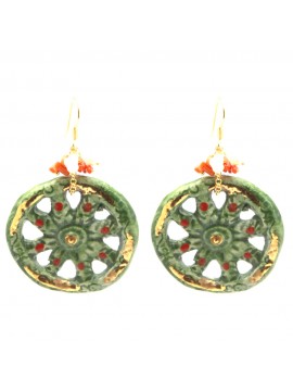 Orecchini siciliani ruota carretto in ceramica occ0061