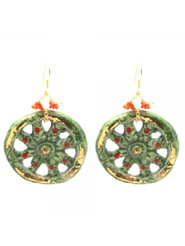 Orecchini siciliani ruota carretto in ceramica occ0061