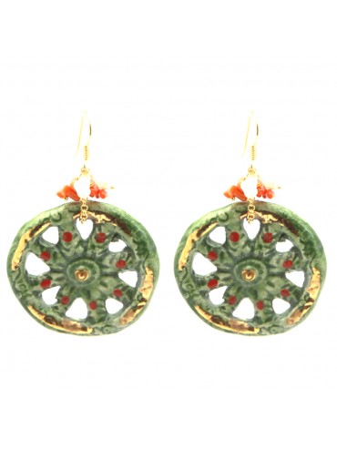Orecchini siciliani ruota carretto in ceramica occ0061