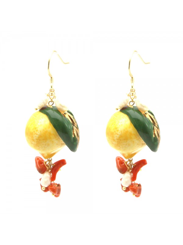 Orecchini siciliani con limoni in ceramica occ0063