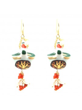 Orecchini coffa siciliani in ceramica di caltagirone - occ0006