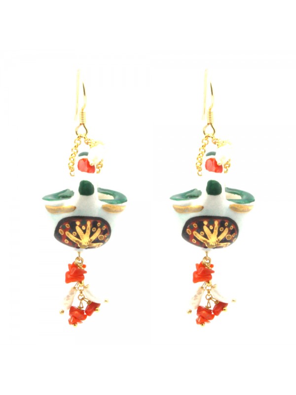 Orecchini coffa siciliani in ceramica di caltagirone - occ0006