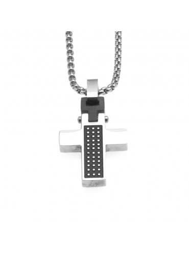 Collana croce uomo in acciaio cll0698