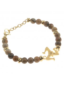 Bracciale trinacria siciliana acciaio e pietre - bcc0101