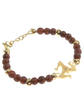 Bracciale trinacria siciliana acciaio e pietre - bcc0105