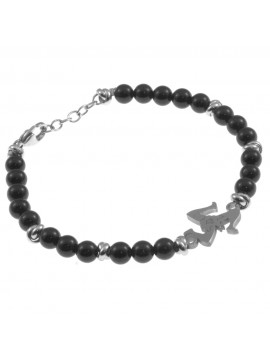 Bracciale trinacria siciliana acciaio e pietre - bcc0108