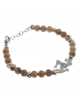Bracciale trinacria siciliana acciaio e pietre - bcc0111