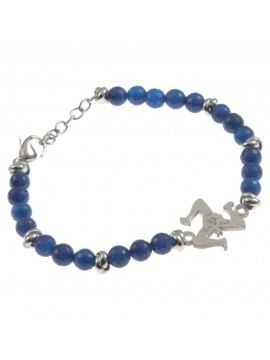 Bracciale trinacria siciliana acciaio e pietre - bcc0114
